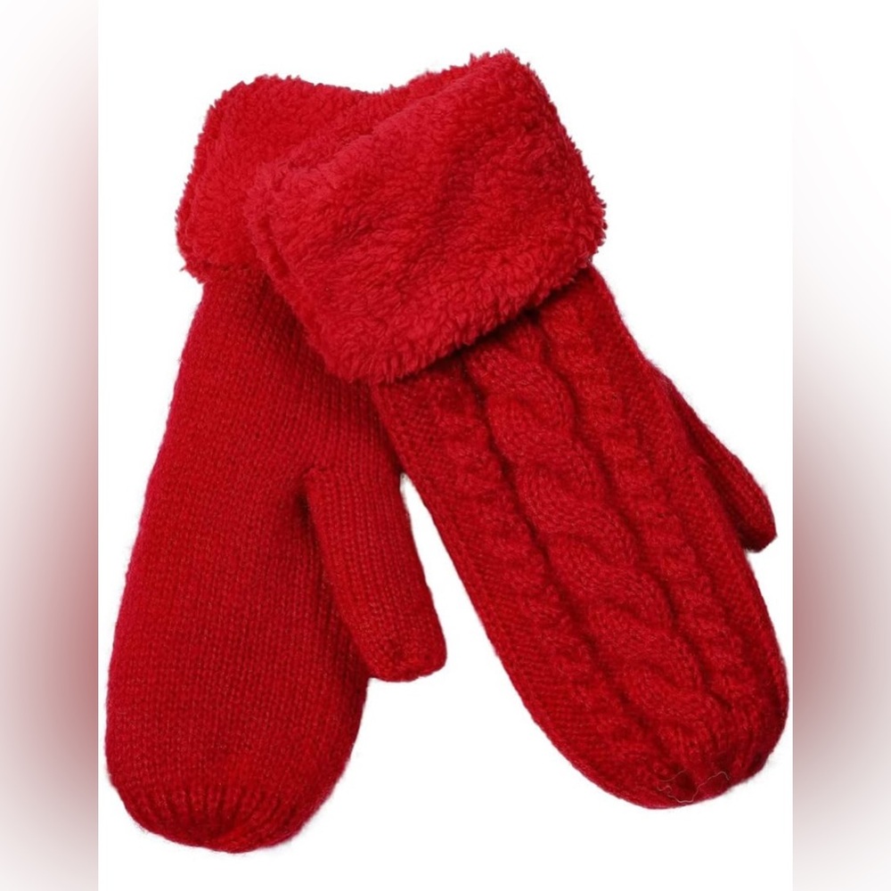 OS Winter Mitten Gloves for Women Cable Knit Gloves Knit Thick Glove Mittens